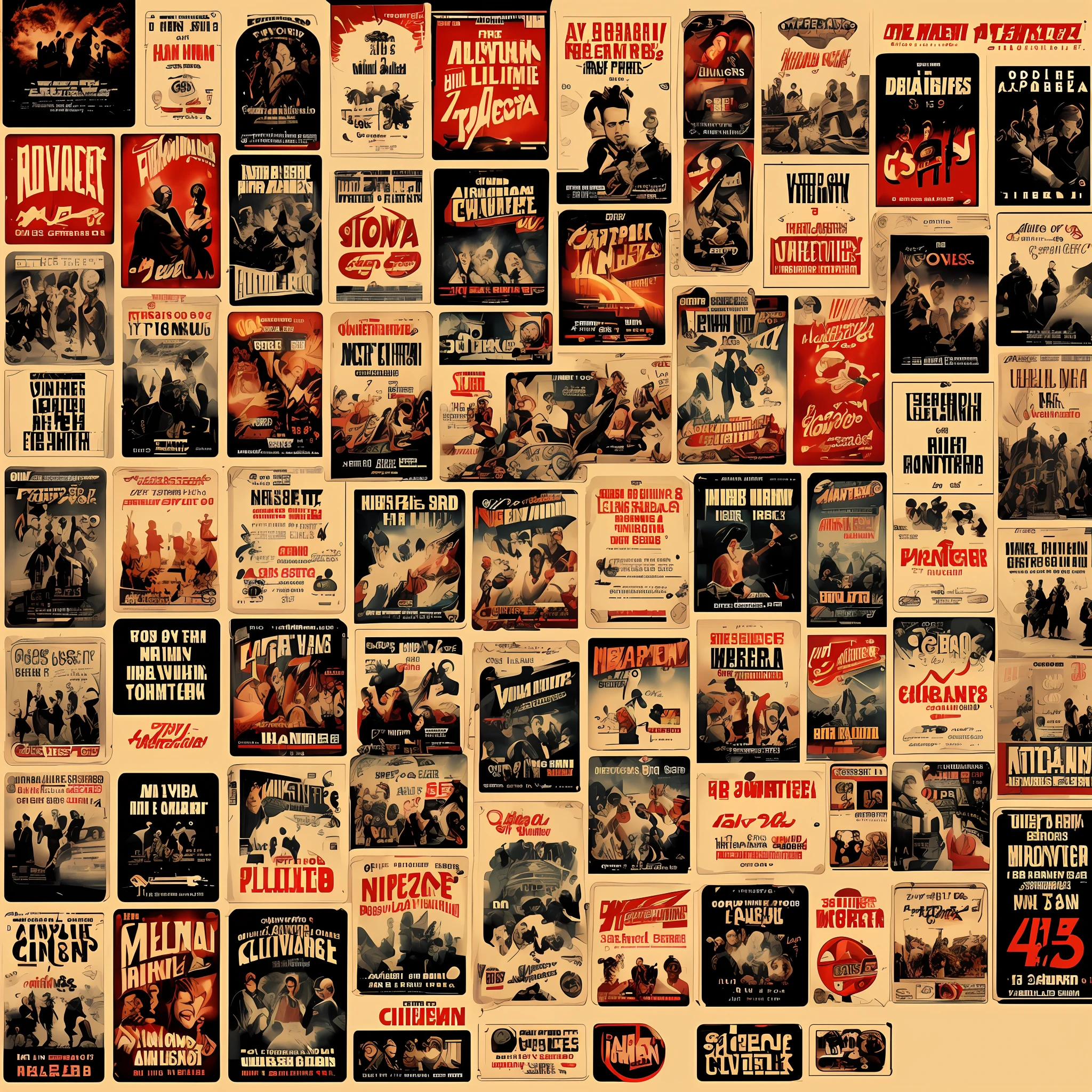 Old vintage movie poster and cinema banner collection
