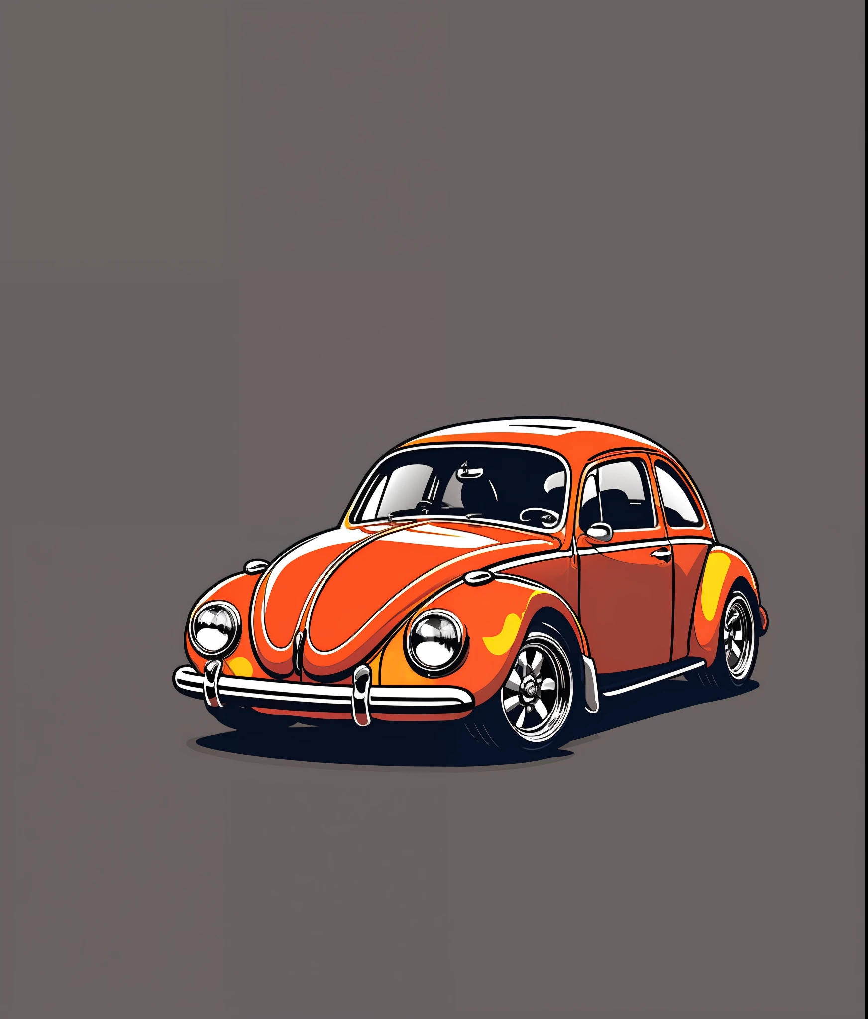 Beetle car, colorful, vintage style, (T-shirt design), realistic volumetric masterpiece light