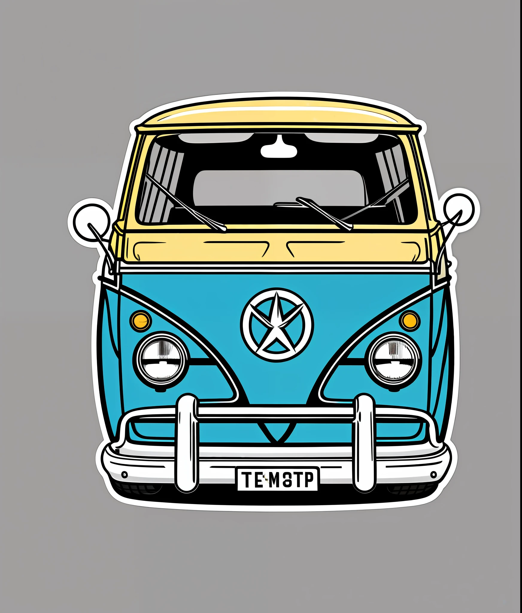 Kombi car, colorful, vintage style, (T-shirt design), realistic volumetric light of masterpiece