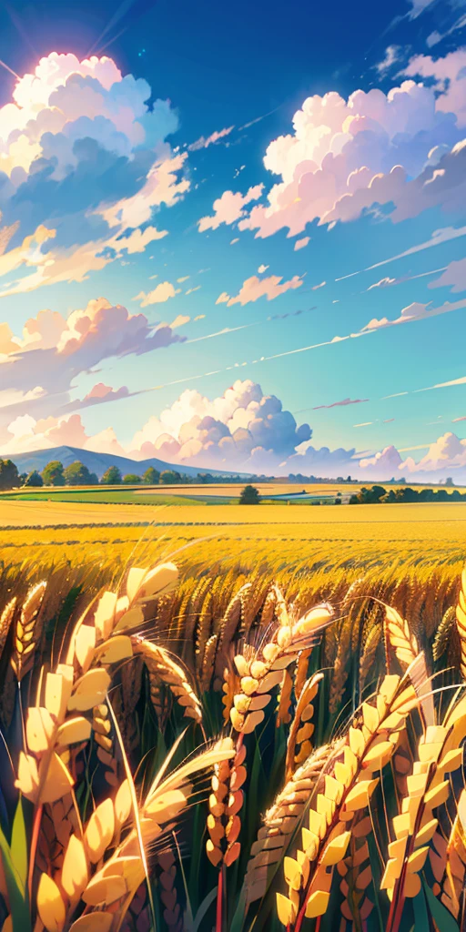 Masterpiece, best quality, (very detailed CG unified 8k wallpaper) (best quality), (best illustration), (best shade) nature harvest wheat, super meticulous --v6, people working in the fields