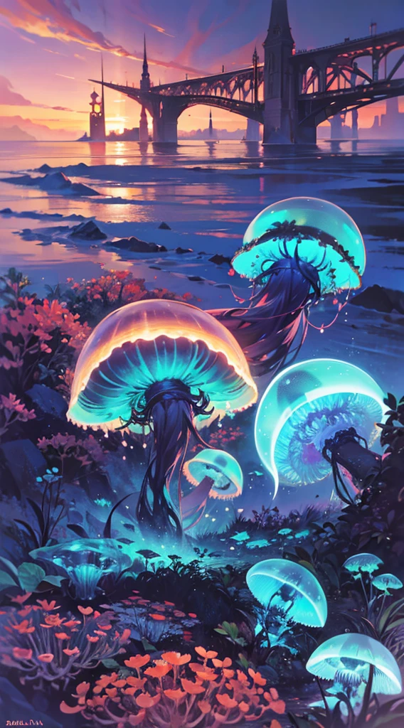 Masterpiece, High Quality, Ocean Forest, City, Fantastic Fantasy, Glowing Plants, Coral Viaduct, (Swarm of Glowing Jellyfish), (Shoal of Fish with Transparent Wings Flying in the Sky), Misty, Extreme Detail, Morning Light, Epic Composition, (Intricate Detail), (Intricate Design, Ultra Detail: 1.2), Art Station, (Masterpiece, Best Quality), Ultra HD, 32k --v 6