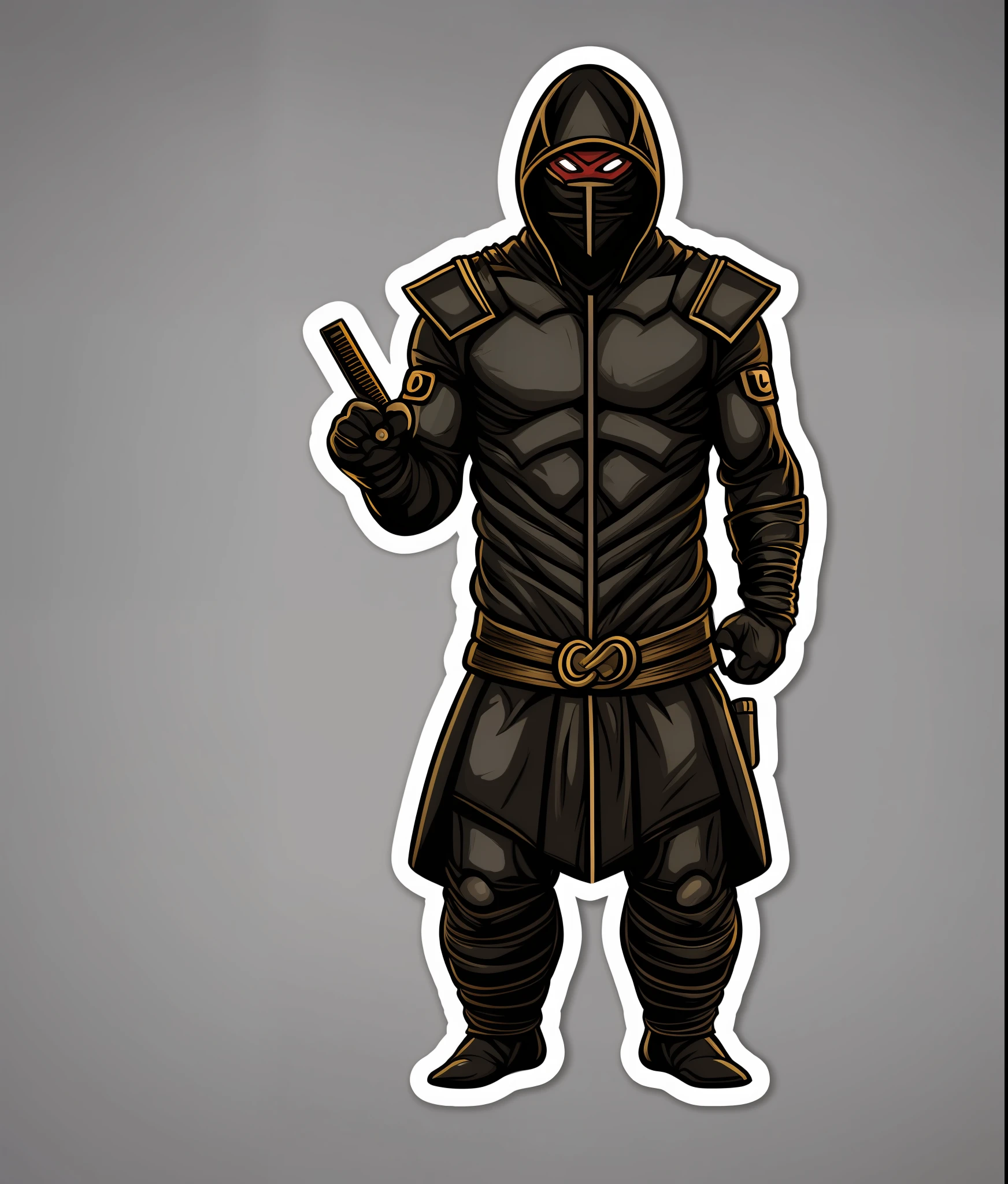 ninja costume, vintage style, (t-shirt design), realistic volumetric masterpiece light
