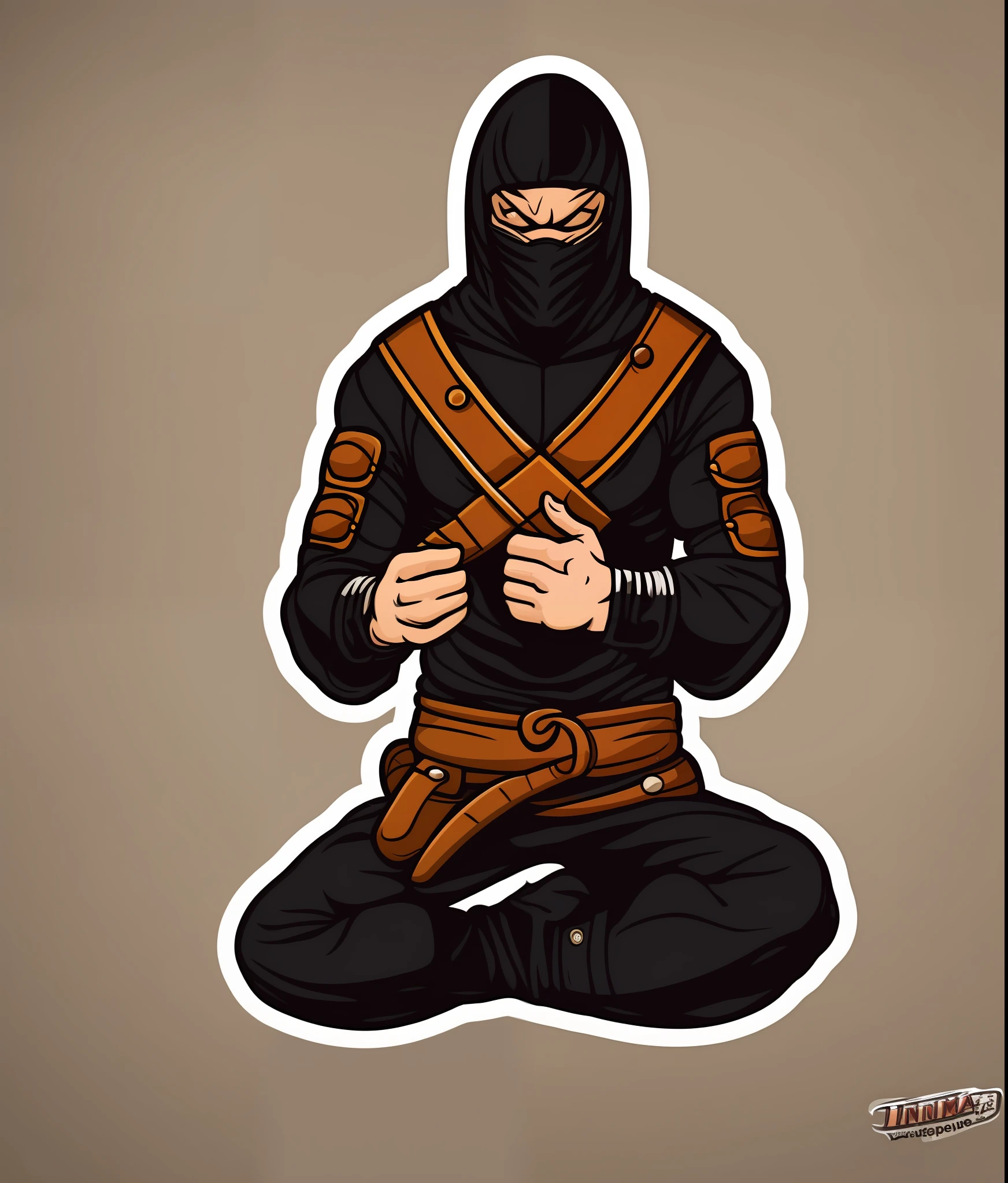 ninja costume, vintage style, (t-shirt design), realistic volumetric light of masterpiece
