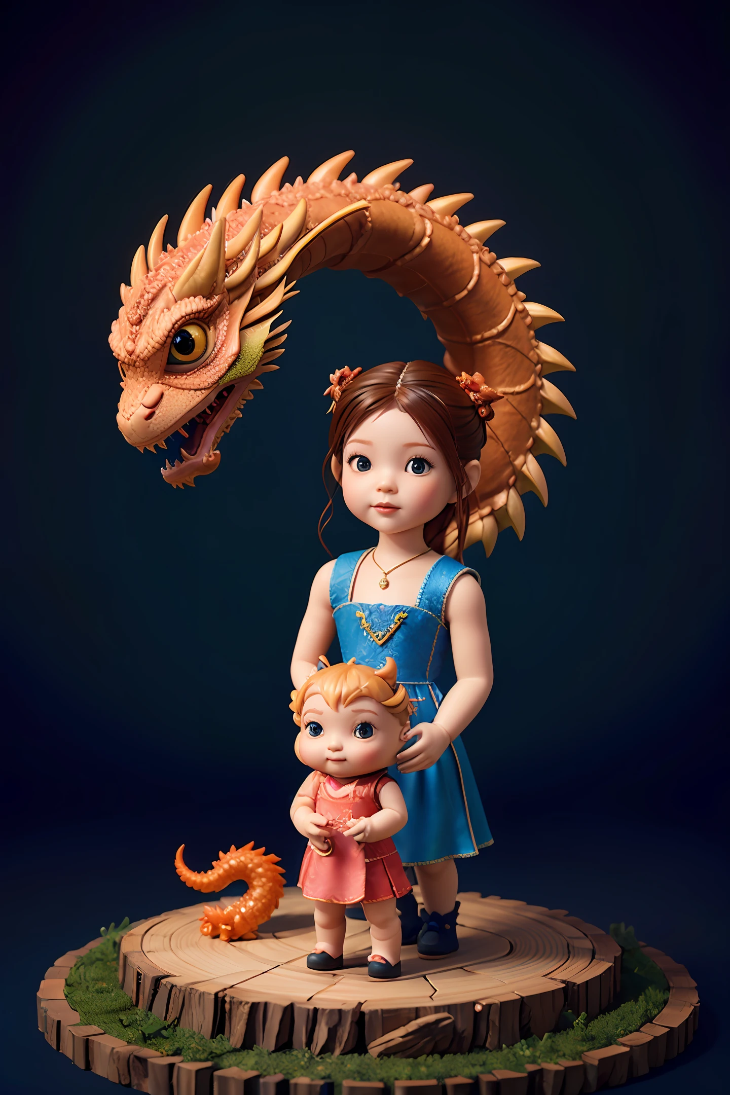 there is a small doll with a dragon on it and a dragon on the ground, dragon girl, by Tooth Wu, by Yanjun Cheng, by Ryan Yee, by Jason Chan, by Russell Dongjun Lu, cute 3 d render, cute little dragon, by jeonseok lee, loish and wlop, by Yang J, by Victor Wang, cute detailed digital art