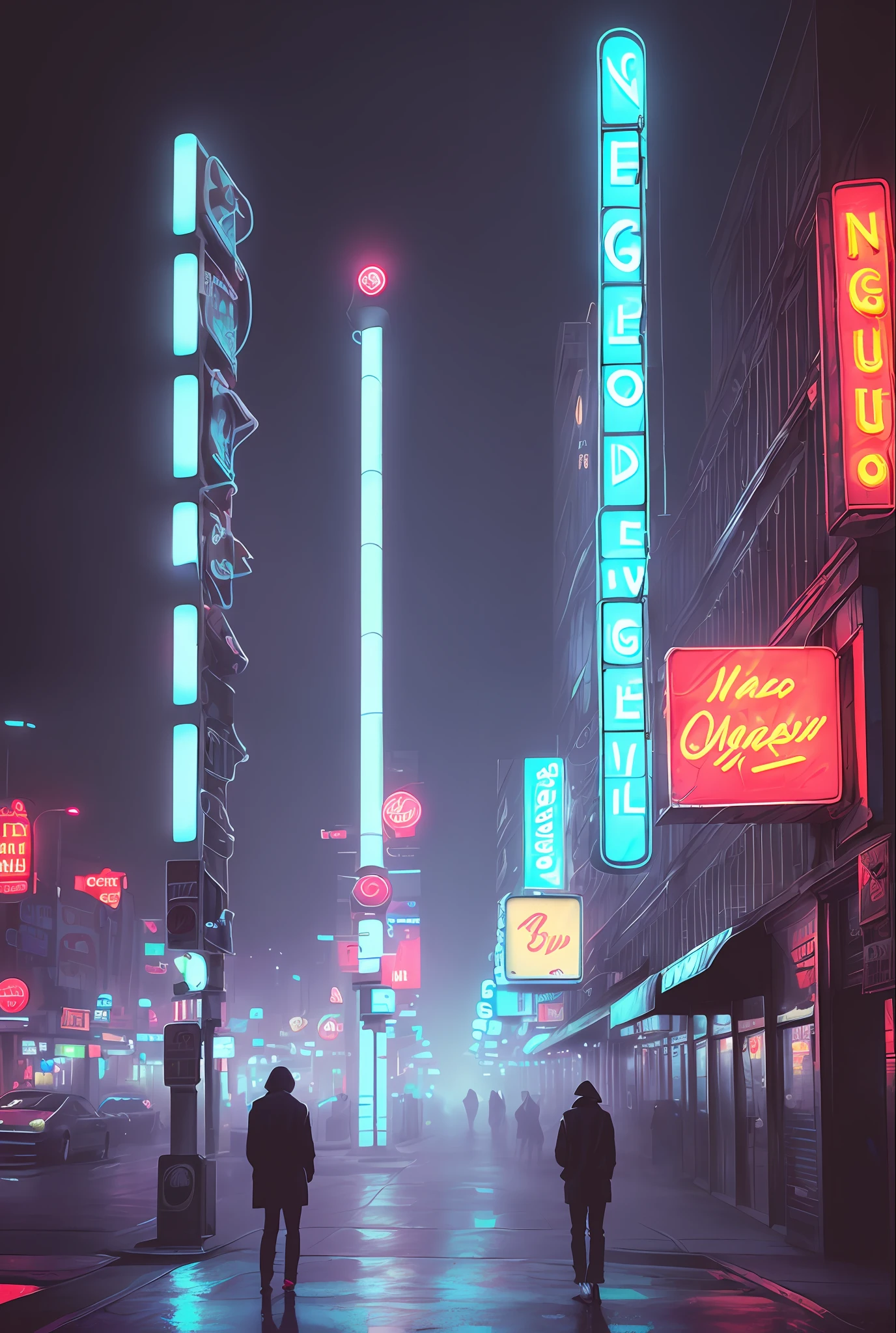 Young smoker, scenery background with neon signs, neon lights, neo noir, noir, smoke, cigarette, foggy background, realistic, stylish, rutkowski, hdr, intricate details, hyperdetailed, cinematic, rim light, asphalt post rain, dark sky, dark atmosphere, dark city, night