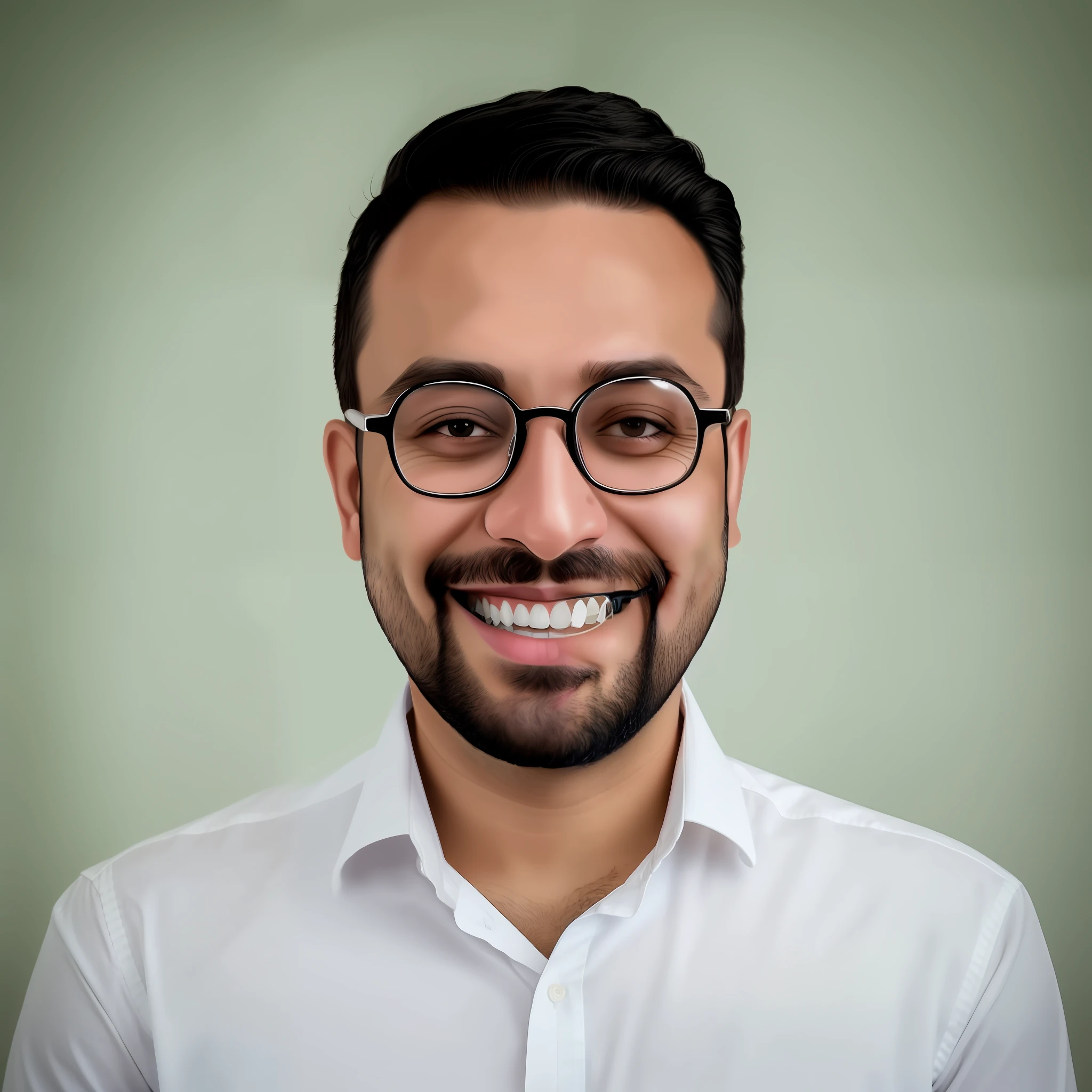 smiling man with glasses and beard wearing white shirt and glasses, emad mostaque, hicham habchi, mohamed chahin, headshot profile picture, professional profile picture, aykut aydogdu, ahmad merheb, amr elshamy, farid ghanbari, sam nassour, portait photo profile picture, professional picture, raden saleh