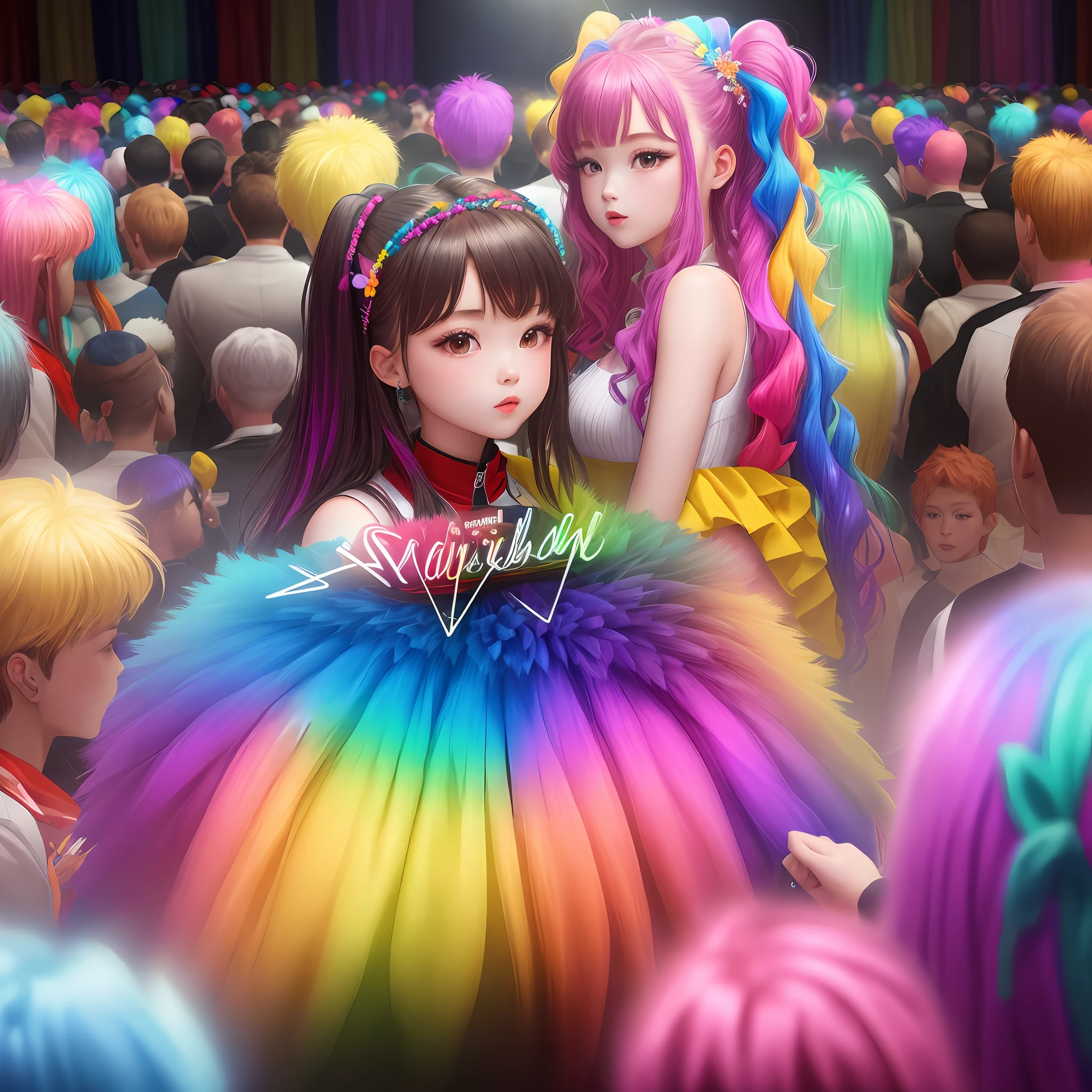 Many fans, many colors, fill the room. 2K high profile