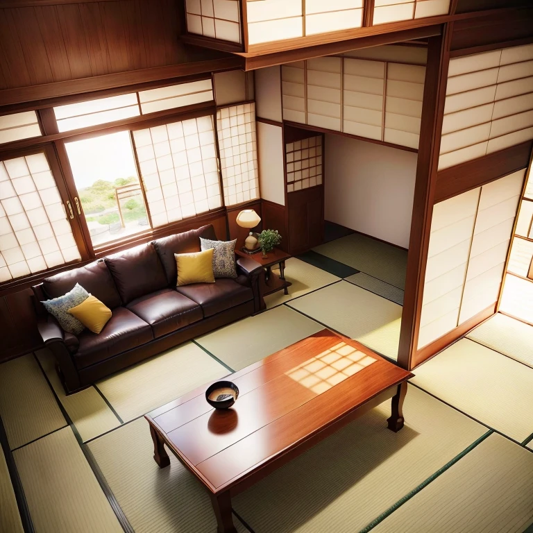 A spacious living room, classic style, sofa, TV, windows, curtains, beautiful shape, rich colors