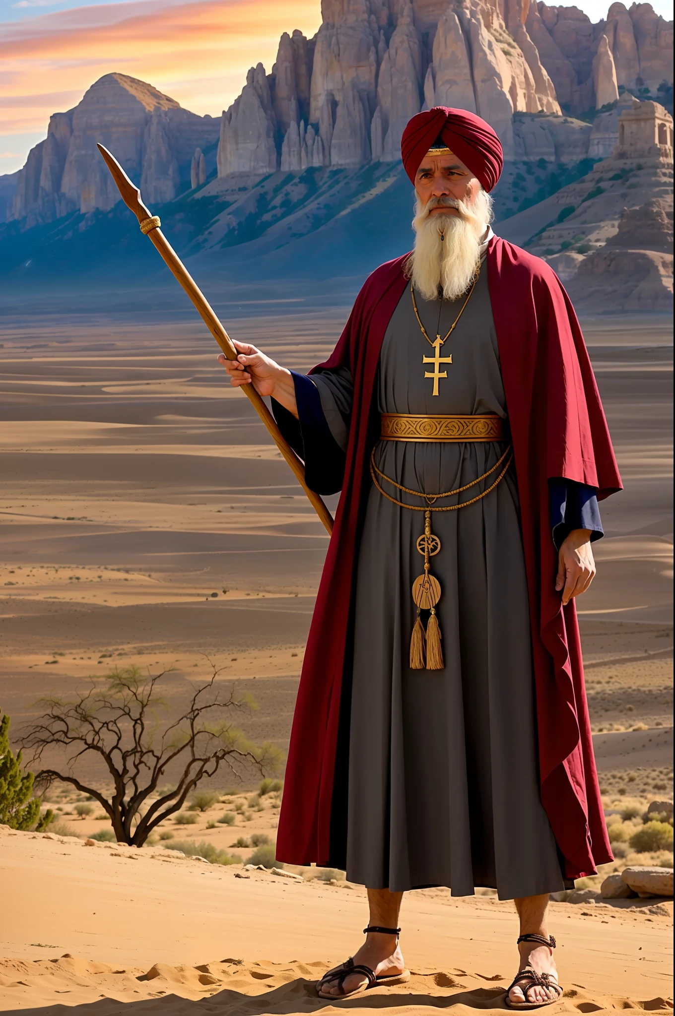 Images
Mall
Videos
Portu
Speak
Granny
Father
Good morning
Text
Coffee
Words
Eye
All filters
Portuguese
English
a life-size man depicting a priest in the time of Moses, as described in the Old Testament. The man must be wearing traditional priestly clothing, such as the robe, the breastplate with the twelve precious stones representing the tribes of Israel, a turban on the head and sandals on the feet. He must hold in his hands a wooden staff, a symbol of his authority and spiritual leadership. The scenery around the priest can be inspired by the desert, with elements such as sand, stones and a background of starry sky. The image should convey the seriousness, spirituality and imposing presence of this priest of ancient times.super realistic cinematic in 4k 
a life-size man, depicting a priest in the time of Moses, as described in the Old Testament. The man must be wearing traditional priestly clothing, such as the mantle, the breastplate with the twelve precious stones representing the tribes of Israel, a turban on his head and sandals on his feet. He must hold a wooden staff in his hands, a symbol of his authority and spiritual leadership. The scenery around the priest can be inspired by the desert, with elements such as sand, stones and a starry sky background. The image must convey the seriousness, spirituality and imposing presence of this priest from ancient times. Super realistic cinematic in 4k
