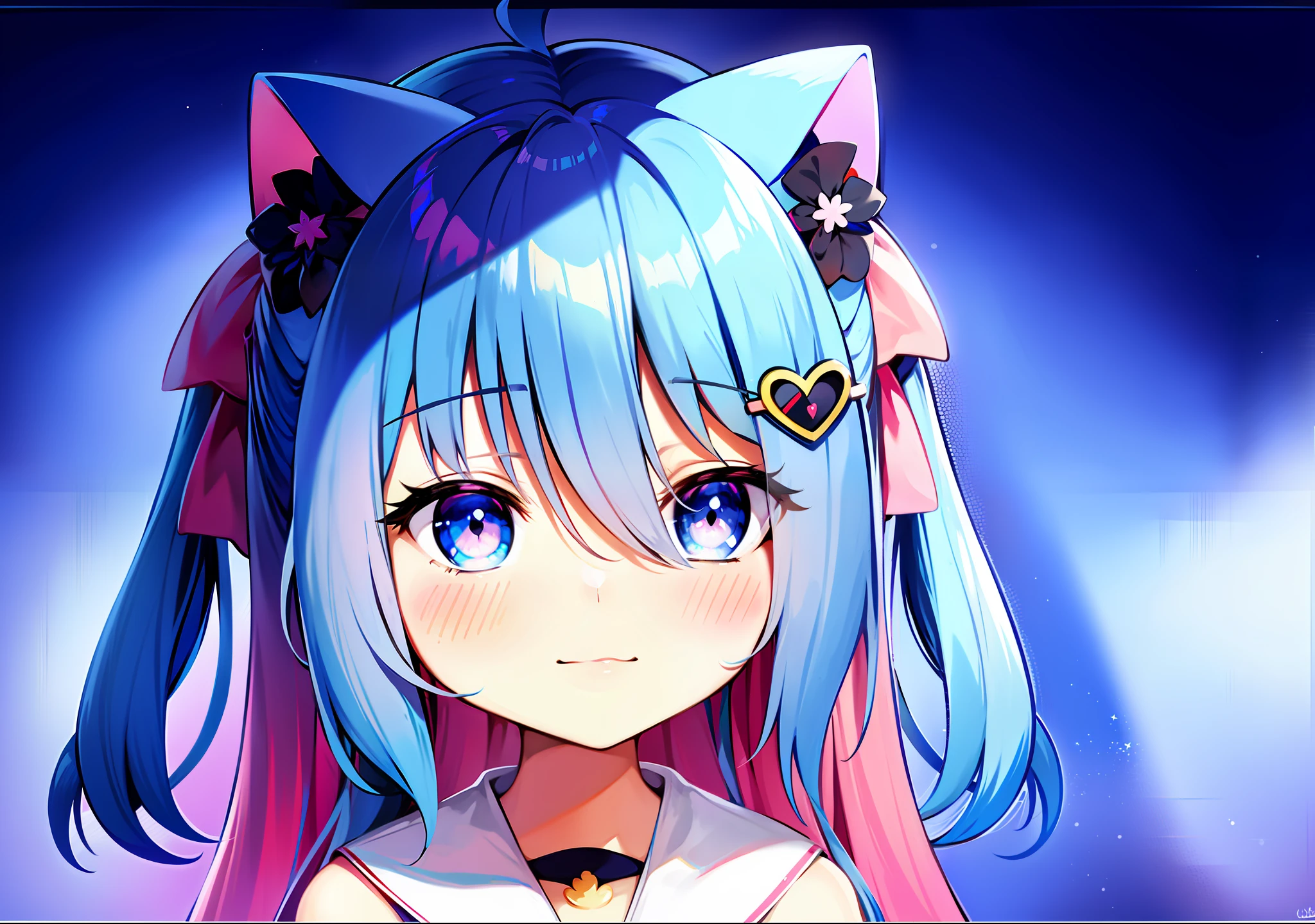 anime girl with long hair and blue eyes wearing a cat ears headband, cute anime catgirl, anime catgirl, anime girl with cat ears, anime moe artstyle, nekomimi, kawaii realistic portrait, anime cat, cute anime face, beautiful anime catgirl, pink twintail hair and cyan eyes, girl with cat ears, very beautiful anime cat girl