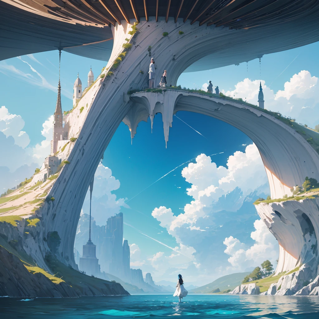 This is a vast and magnificent picture of the earth, we can see all areas of the earth's surface, from the sky, a quiet and beautiful scene.

In the upper part of the picture, we can see a large ocean, the sea surface is calm, the blue water and the clear sky are intertwined, which is pleasant.

In the lower half of the picture, we can see a variety of landscapes and buildings, from towering mountains to vast plains, lakes and rivers, as well as cultural monuments and modern architecture from around the world. These scenes constitute the magnificent civilization of the earth, showing the brilliant results of human ingenuity and creativity.

The whole picture is dominated by fresh tones and smooth lines, giving people a sense of tranquility and peace. The beautiful scene of the earth and the civilization of mankind constitute the theme of the picture, expressing the rich and colorful civilization created by human beings on the earth.