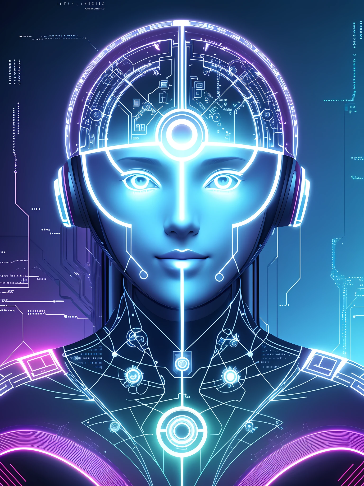 An image that shows the beauty of artificial intelligence, including symbols and circuits that overlap with an impressive palette of vibrant and captivating colors.