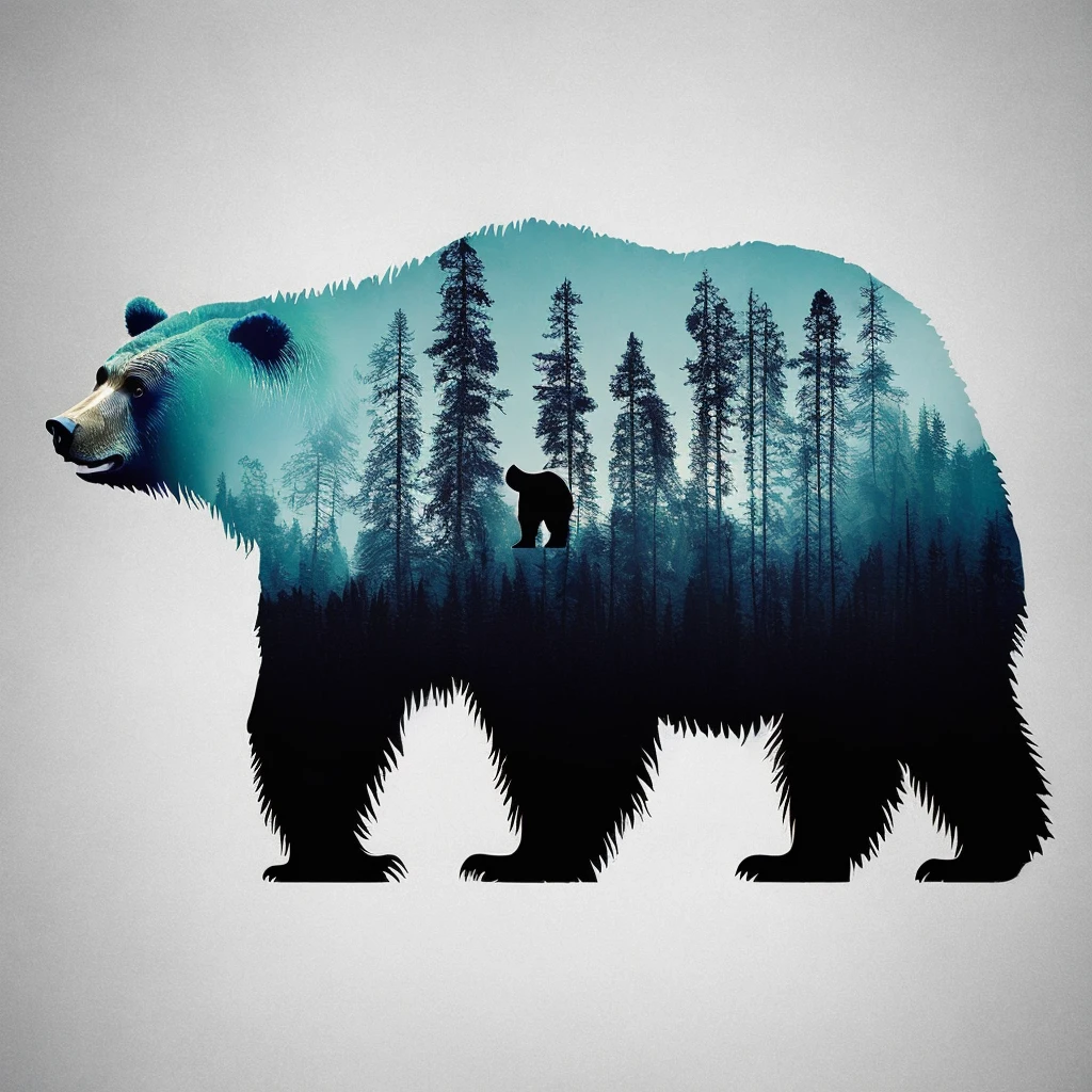 dblxp bear silhouette made of forest