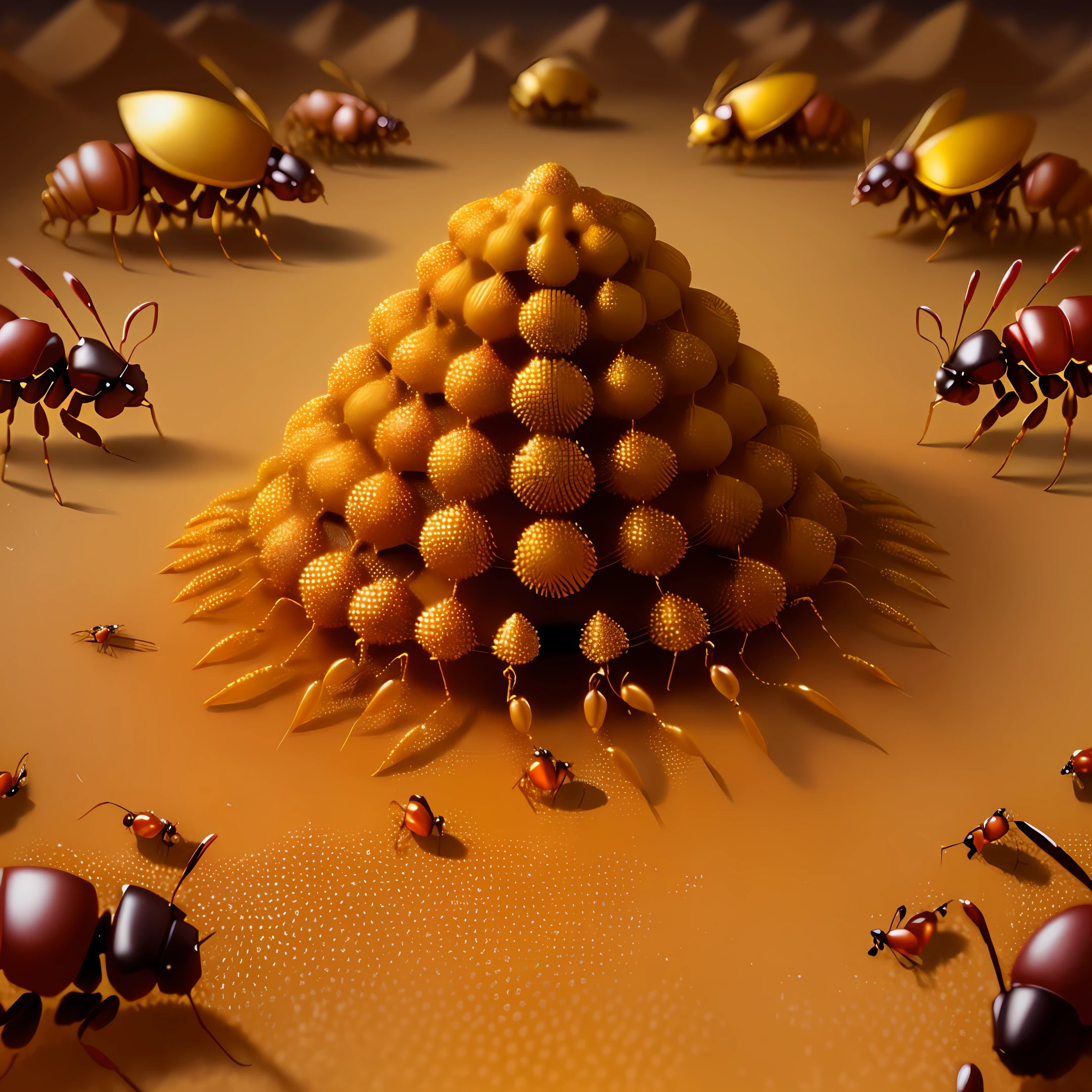 golden beefcake, ant general, ants battling, anthill