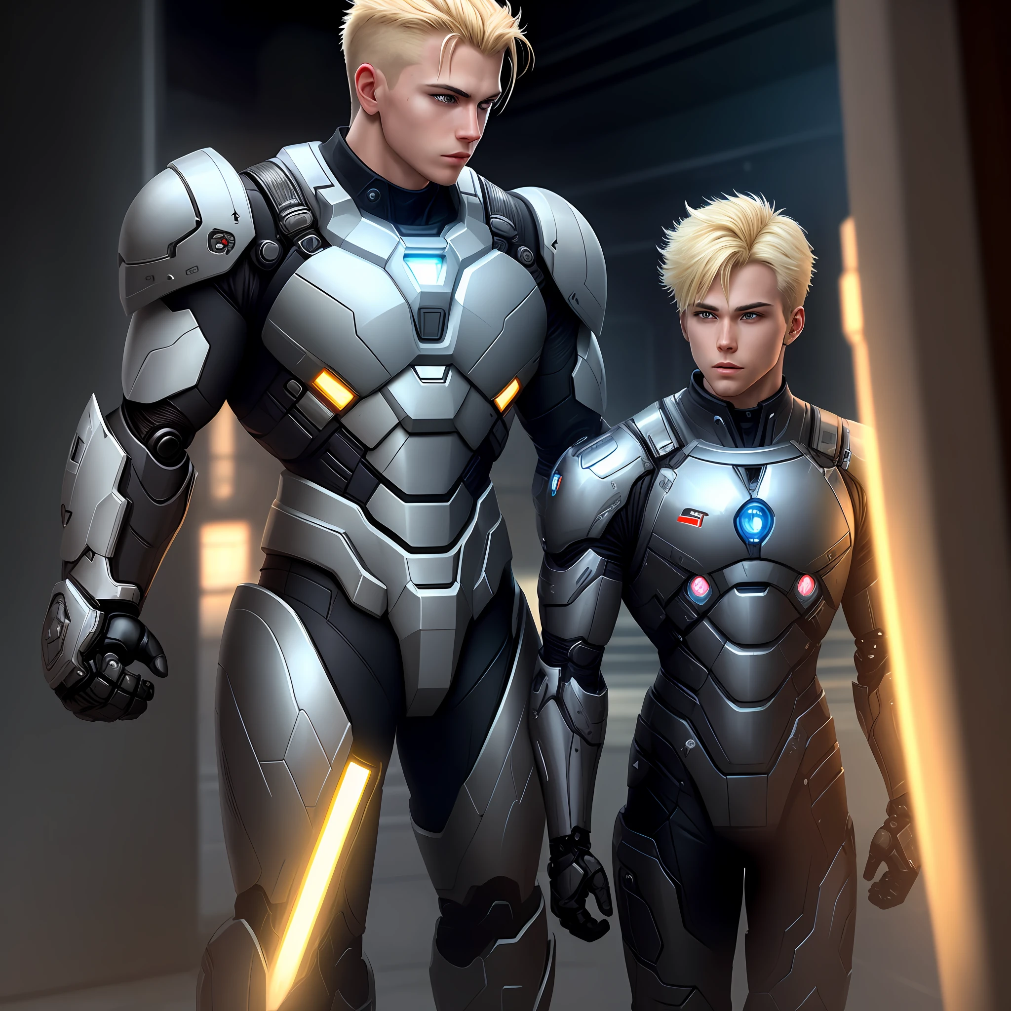 Male, Sci-Fi, Robot Suit, Blonde Hair, Fists, Gauntlet