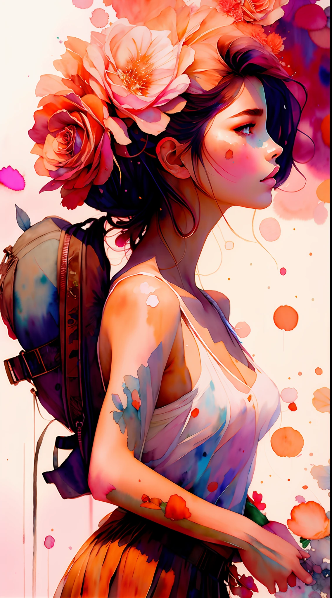 wtrcolor style, (rose) digital art, official art, blown by the wind, masterpiece, beautiful, ((watercolor)), paint splatter, intricate detail. Great detail, [dripping:0.7], Trending on Artstation, Rachel Walker