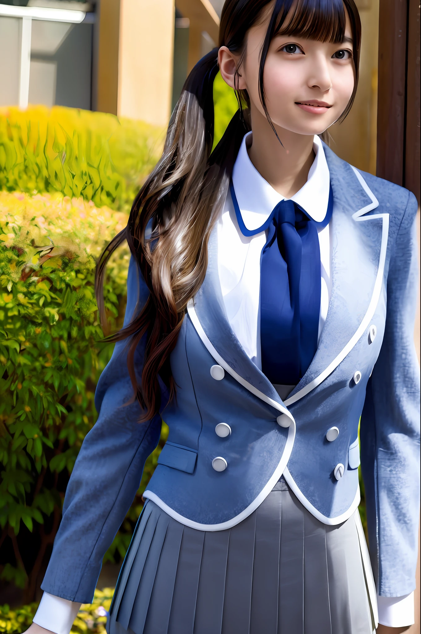 (masterpiece:1.2, best quality), (real picture, intricate details), solo, 1lady, school, school uniform, big tits