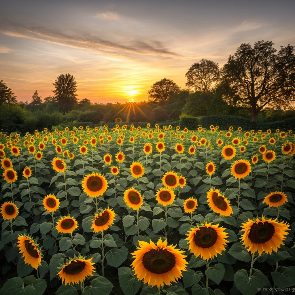 roses sunflowers sunset castle garden