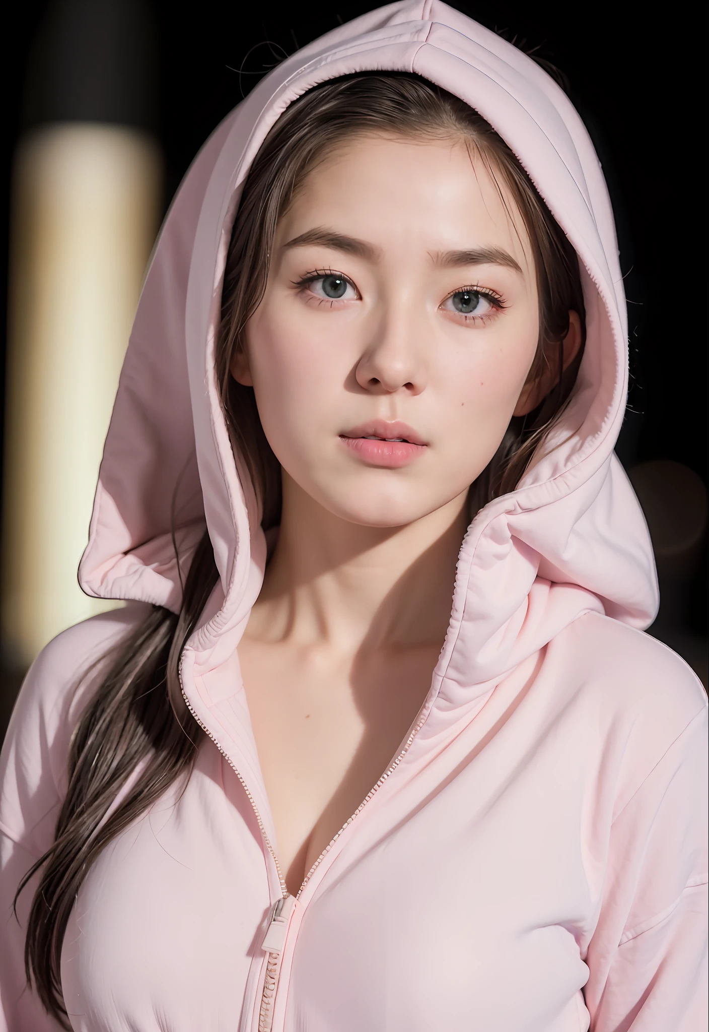 1girl, pastel colored soft lights, hoodie, 8k, RAW photo, best quality, masterpiece:1.2), (realistic:1.3), (photorealistic:1.3), ultra-detailed, (high detailed skin:1.2), 8k uhd, dslr, high quality, Fujifilm XT3, best quality, beautiful lighting, portrait,