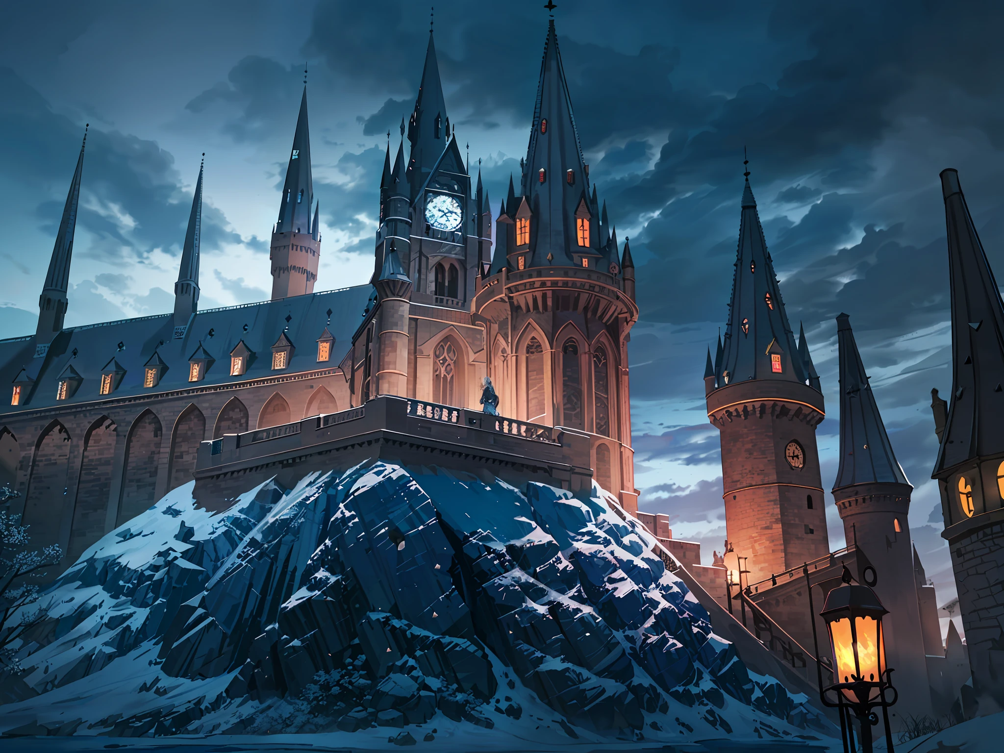 Hogwarts School of Witchcraft and Wizardry, which is surrounded by a huge stone wall, you will see ancient and beautiful buildings, including towers, spires and spiraling staircases. There is also a lake, a forest, and a cliff on campus, all of which are full of mystery and magic. The interior of Hogwarts is beautifully decorated and full of elements of magic and magical culture. , making people feel like they are in a completely different world. --v6
