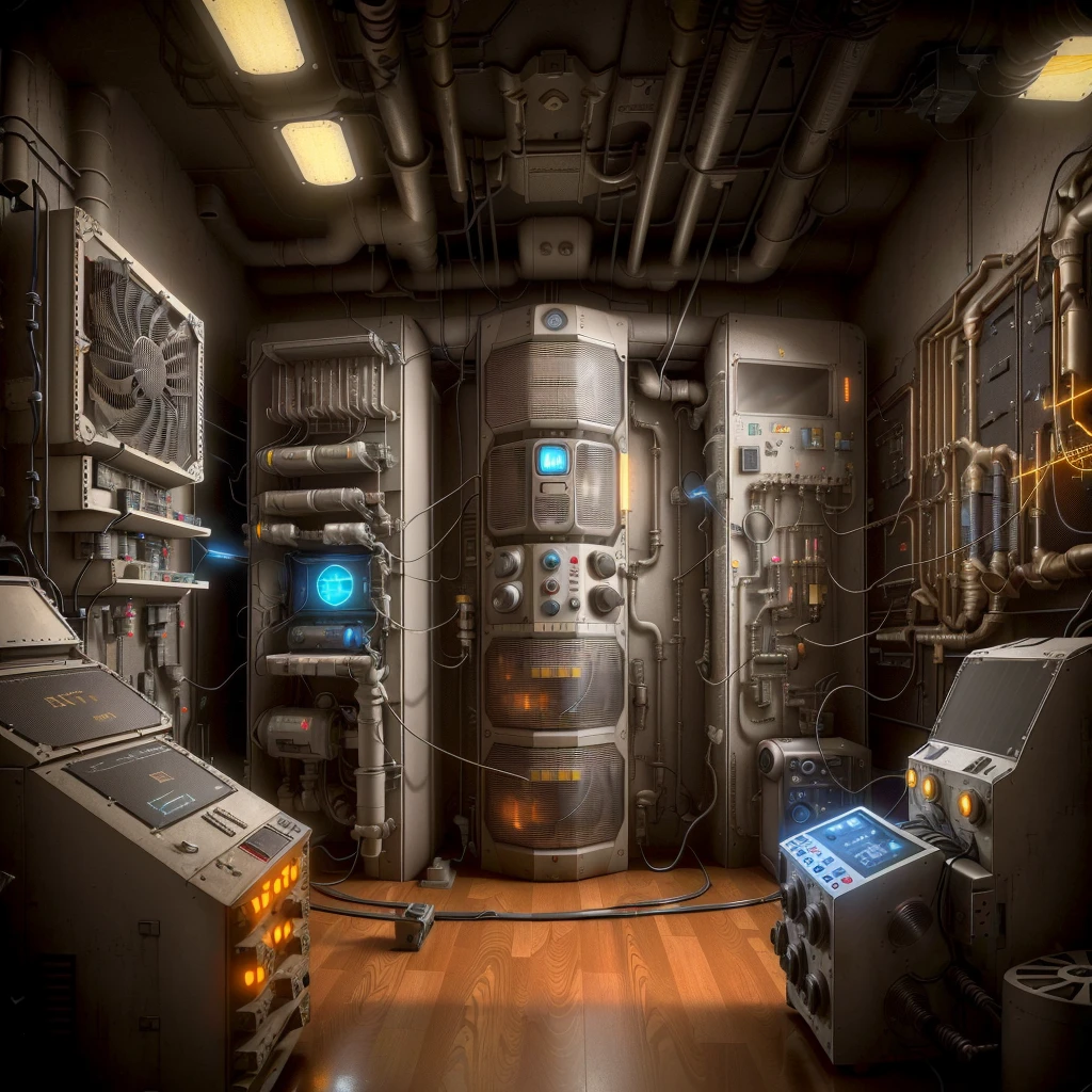 There are many antique electronic gadgets in a room with wooden floor, ArtStation HQ", matte steam engine painting, science fiction machine engine room, science fiction engine room living room, secret underground laboratory, unreal engine. Retro film frame, small camera. hyper-realistic, antique experimentation cabinet, set in bank vault room, rendered in Unreal Engine", dieselpunk setting, underground laboratory, There is a large white room with a TV and a window, sterile minimalist room, hospital interior, operating room, hospital lighting, medical research center, hospital room, IOS 3D room photography, medical photography, clean medical environment, indoor photography, hospital ward, medical lighting, wide-plan photography, in futuristic laboratory room, inside a scientific facility, Close-up of a cell phone with a red light, 2 0 0 1 Space Odyssey, 2001 Space Odyssey, 2 0 0 1 A Space Odyssey, 2001 A Space Odyssey, 2 0 0 1 : A Space Odyssey, 2001: A Space Odyssey, Space Odyssey, Science Fiction Movie, Science Fiction Film - Science Fiction Movie, hal 9000, Disturbing red lue,