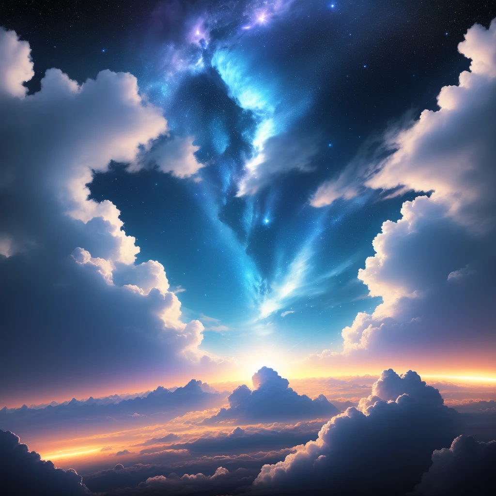space landscape background, blue, blue glowing clouds,