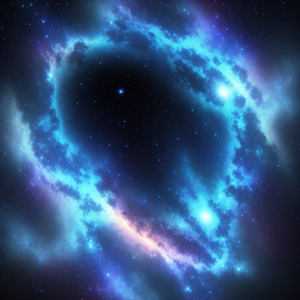 space background, blue, blue glowing nebula,