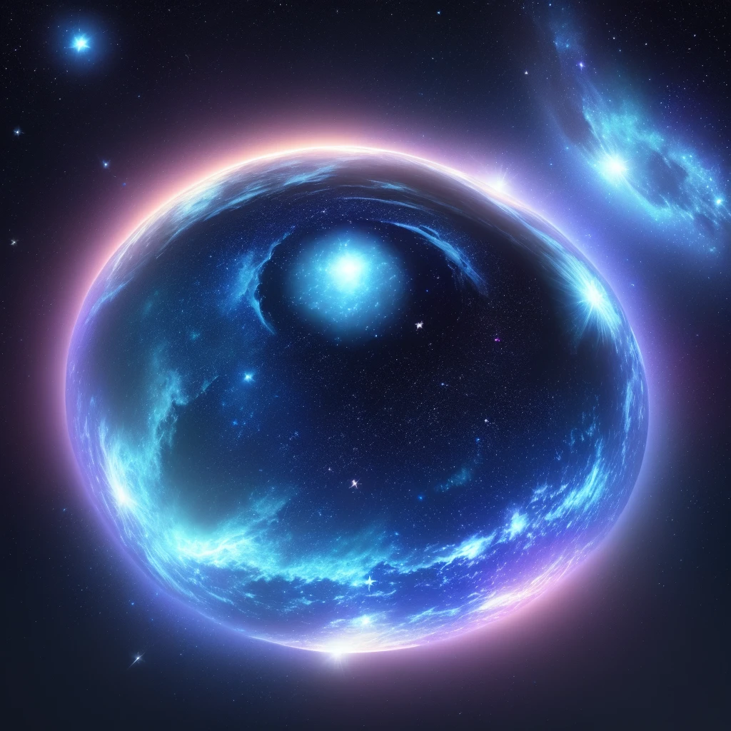 outer space background, blue, blue glowing star,