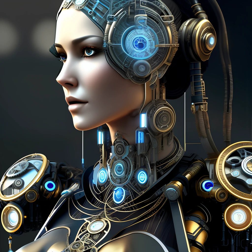 full body cyborg| full-length portrait| detailed face| symmetric| steampunk| cyberpunk| cyborg| intricate detailed| to scale| hyperrealistic| cinematic lighting| digital art| concept art| mdjrny-v4 style