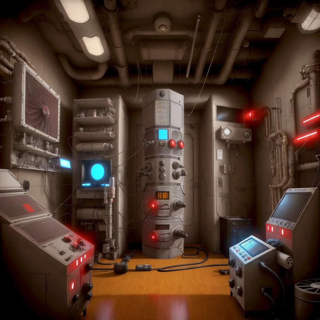 There are many antique electronic gadgets in a room with wooden floor, ArtStation HQ", matte steam engine painting, science fiction machine engine room, science fiction engine room living room, secret underground laboratory, unreal engine. Retro film frame, small camera. hyper-realistic, antique experimentation cabinet, set in bank vault room, rendered in Unreal Engine", dieselpunk setting, underground laboratory, There is a large white room with a TV and a window, sterile minimalist room, hospital interior, operating room, hospital lighting, medical research center, hospital room, IOS 3D room photography, medical photography, clean medical environment, indoor photography, hospital ward, medical lighting, wide-plan photography, in futuristic laboratory room, inside a scientific facility, Close-up of a cell phone with a red light, 2 0 0 1 Space Odyssey, 2001 Space Odyssey, 2 0 0 1 A Space Odyssey, 2001 A Space Odyssey, 2 0 0 1 : A Space Odyssey, 2001: A Space Odyssey, Space Odyssey, Science Fiction Movie, Science Fiction Film - Science Fiction Movie, hal 9000, Disturbing red lue,