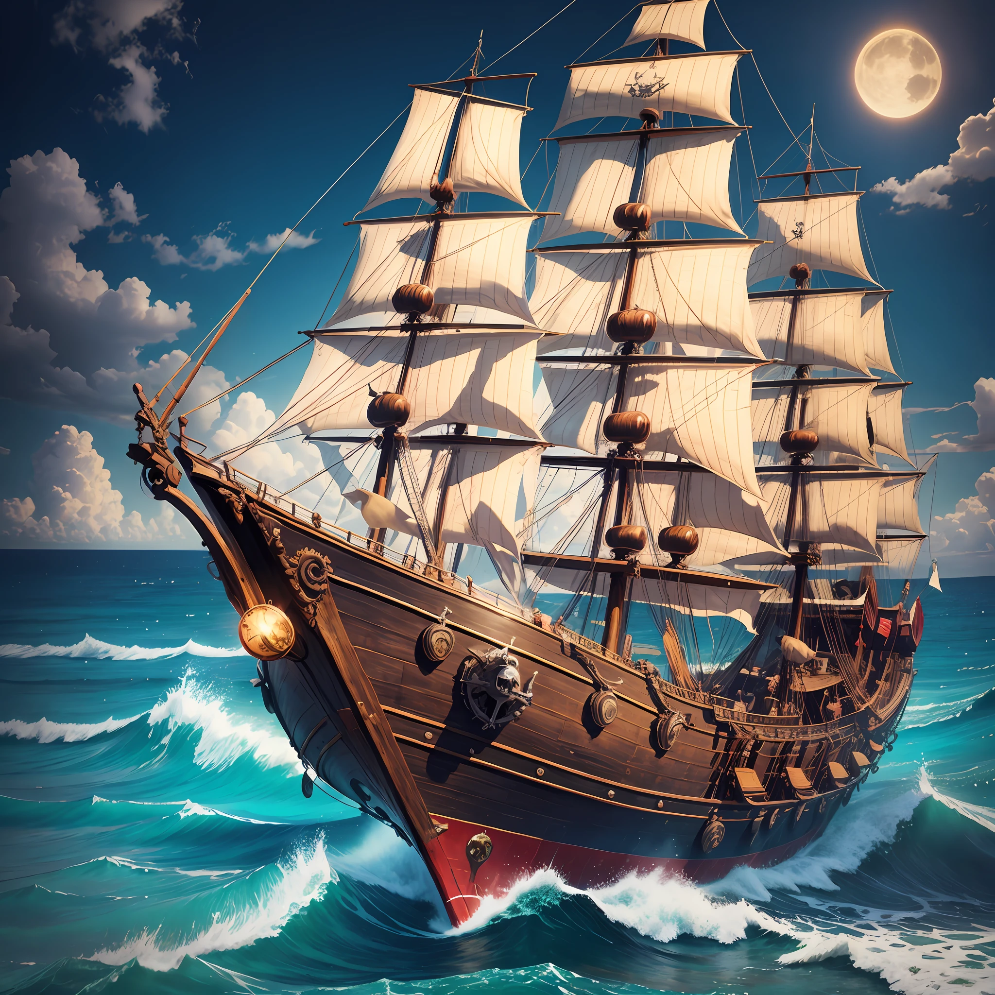 Pirate ship in Caribbean style --v 6