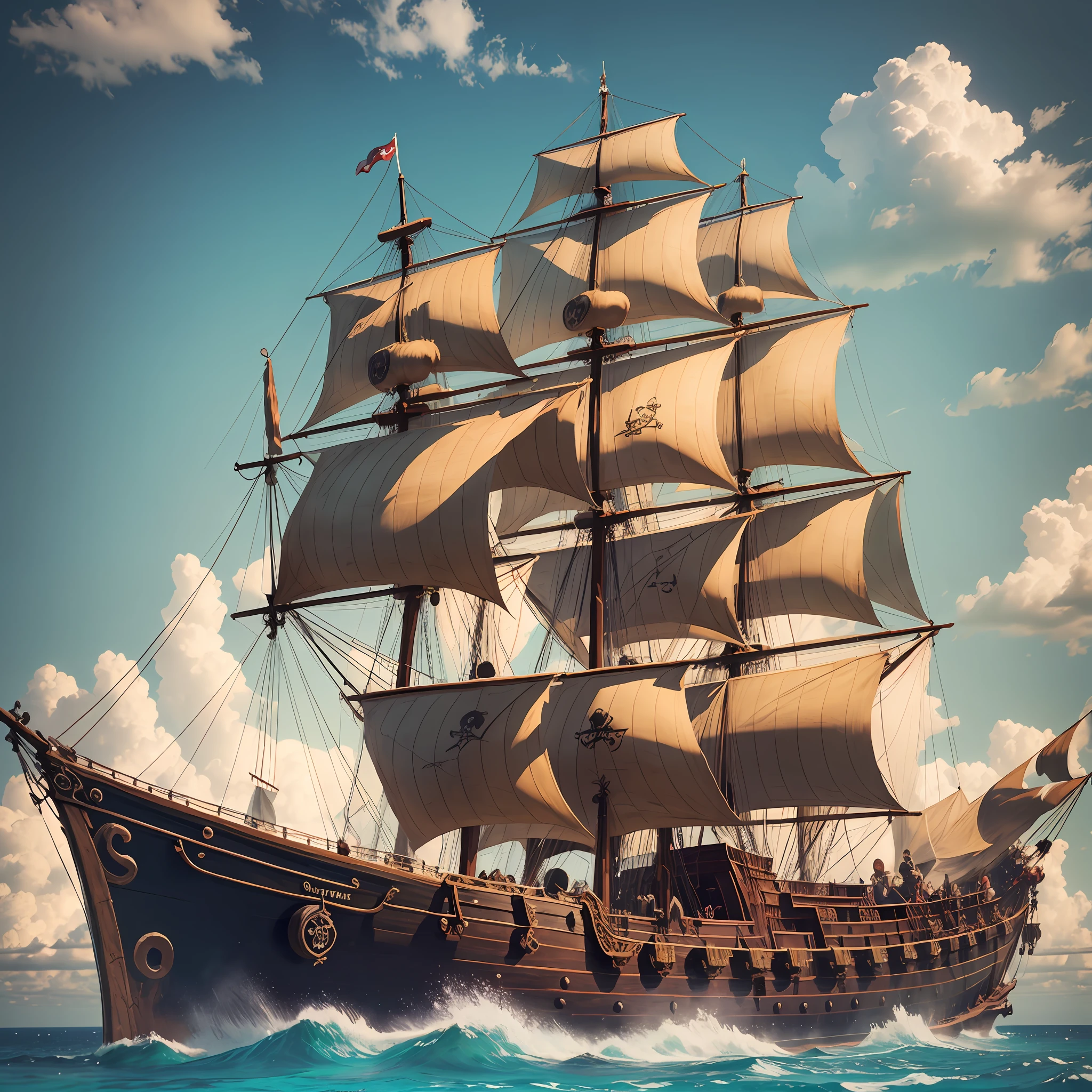 Pirate ship in Caribbean style --v 6