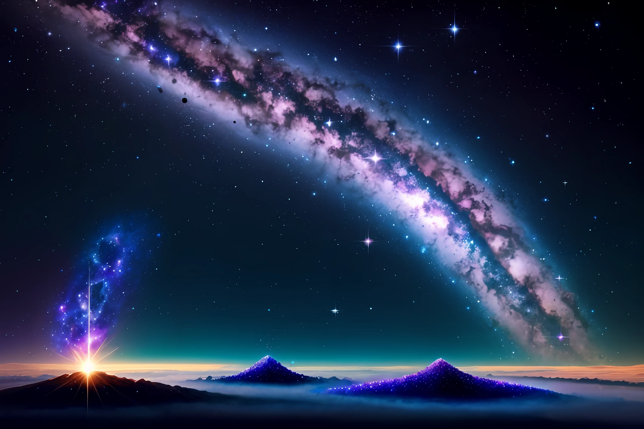 anthill traveling through space with nebula in background; mystical