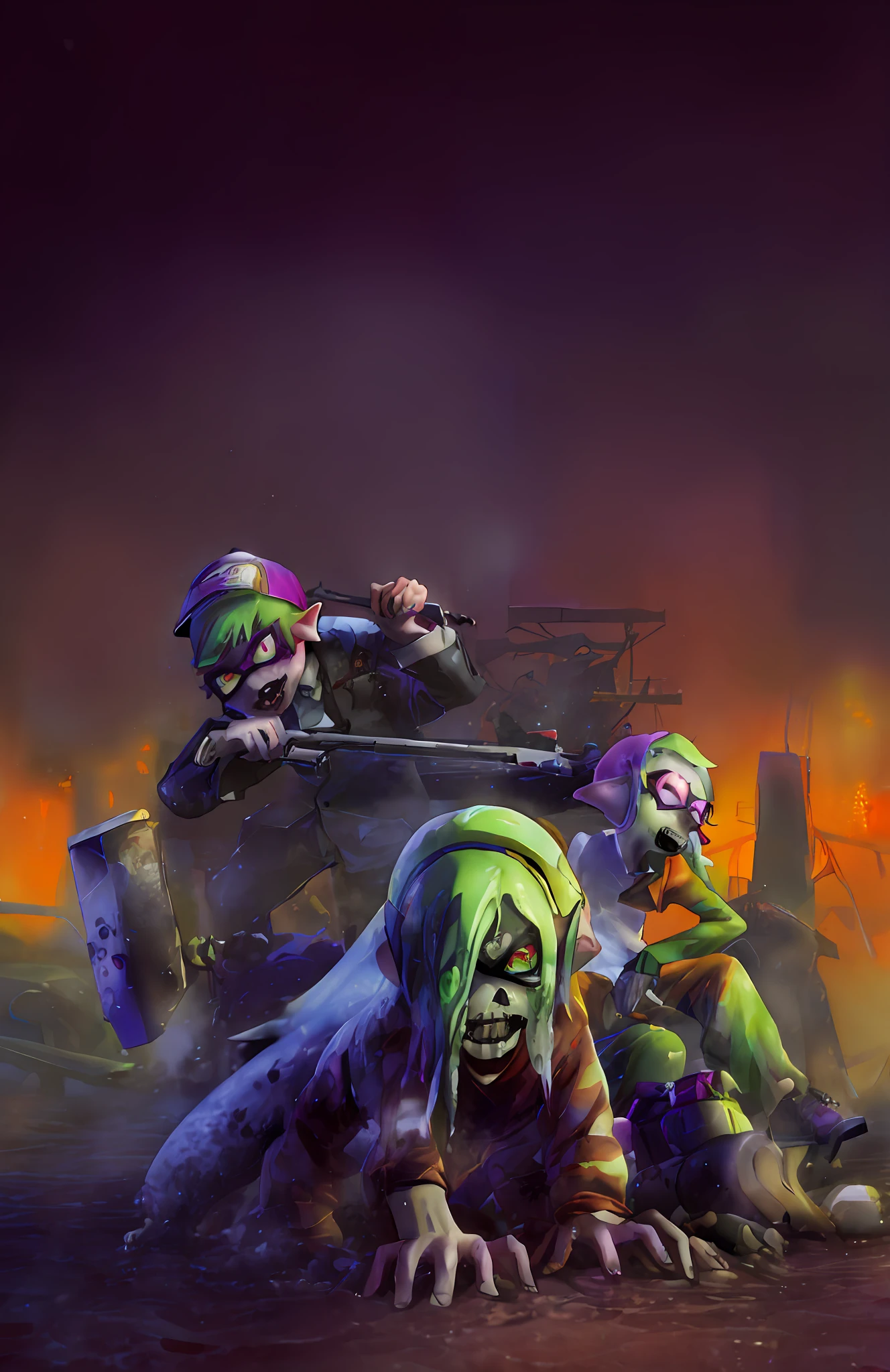 Zombie inklings,splatoon,creepy