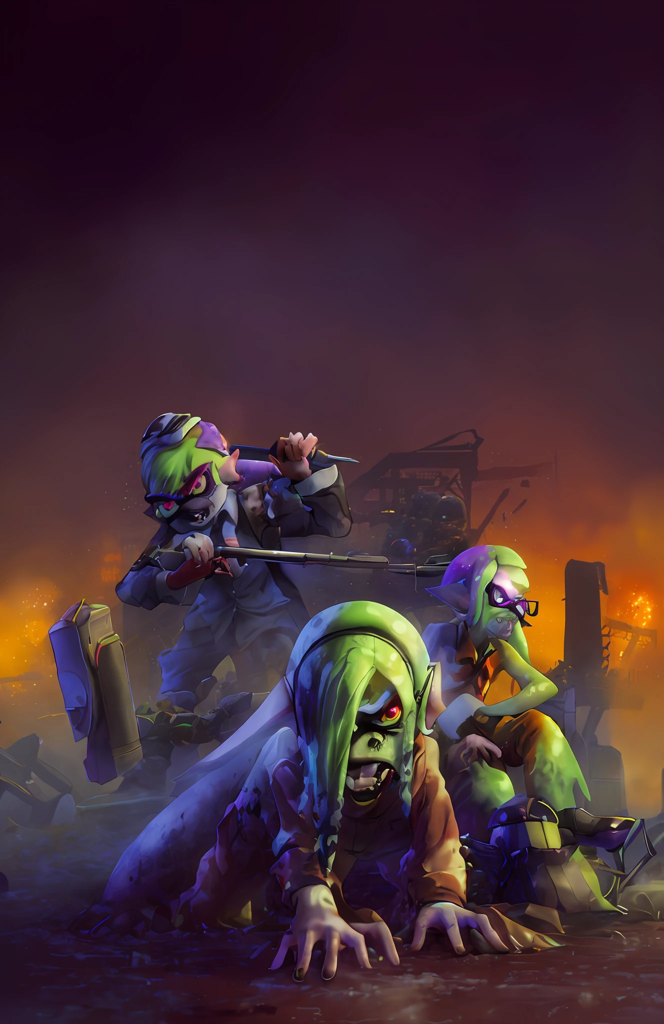 Zombie inklings,splatoon,creepy