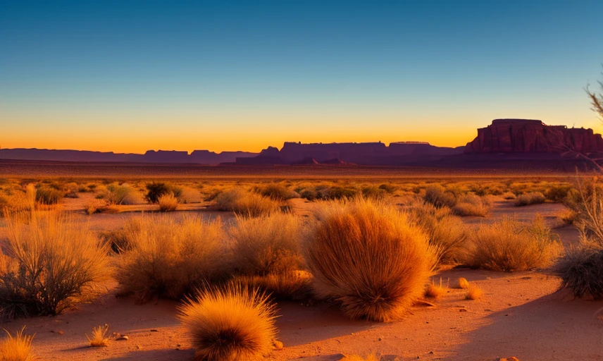 desert, mesa, tumble weed, sunset, anthill