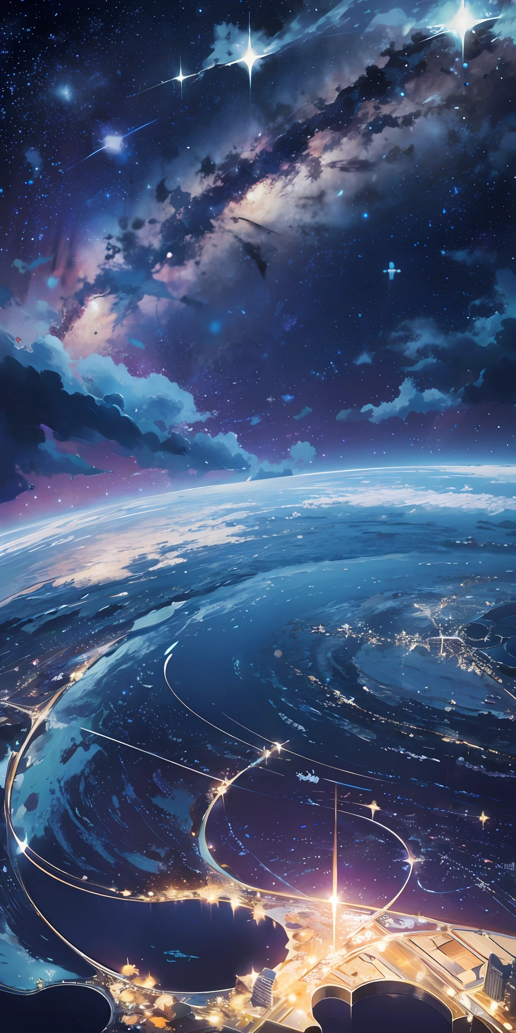ridiculous resolution, high resolution, (masterpiece:1.4), super detailed, 1boy, seen from above, space, floating, --v 6