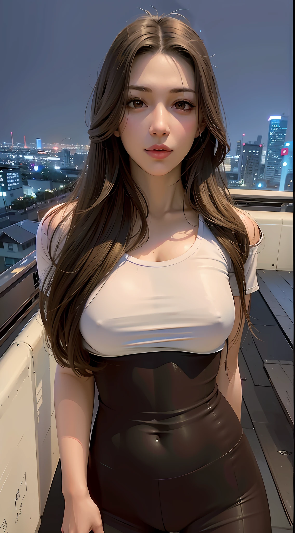 Arapei woman posing for photo in white top and black skirt, gorgeous young Japanese woman, Japanese girl, [4K digital art]!!, beautiful Japanese woman, smooth white tights suit, popular on cgstation, super realistic pictures, realistic photos!!!!!!! Art style, tight shirt, beautiful young korean woman, big tits, seaside, seaside