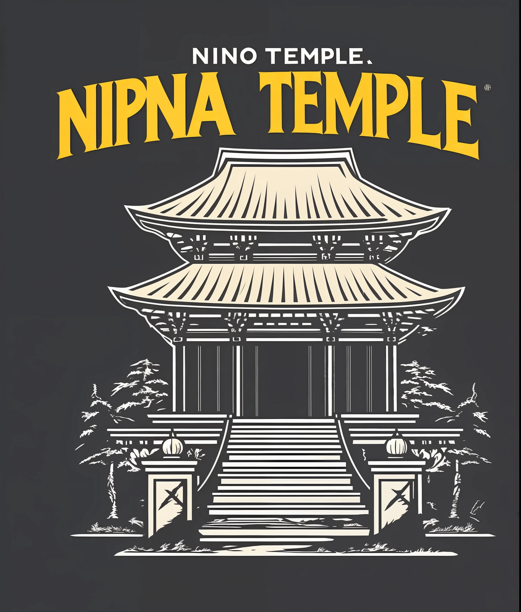 ninja temple, vintage style, (t-shirt design), realistic volumetric masterpiece light