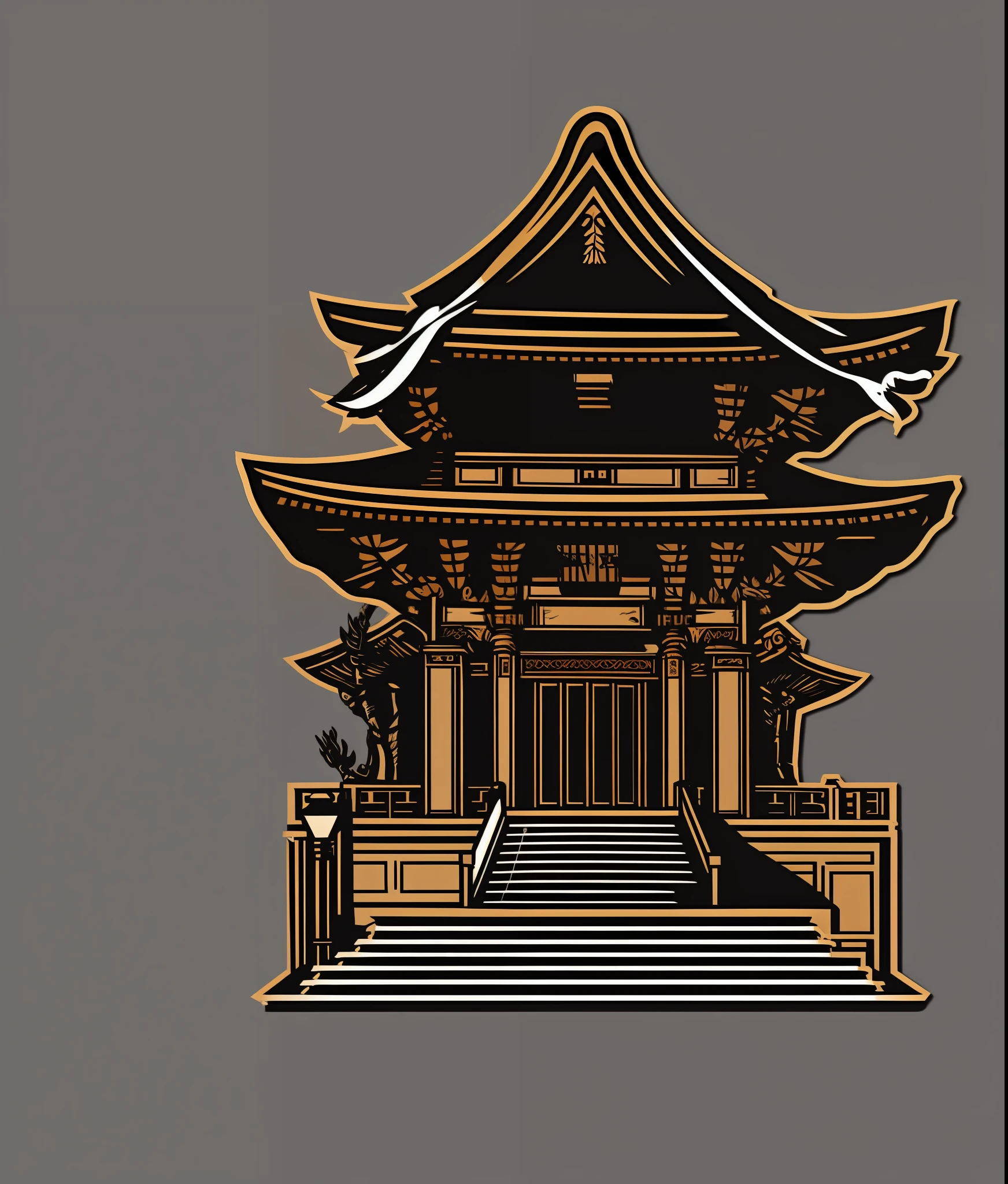 ninja temple, vintage style, (t-shirt design), realistic volumetric masterpiece light