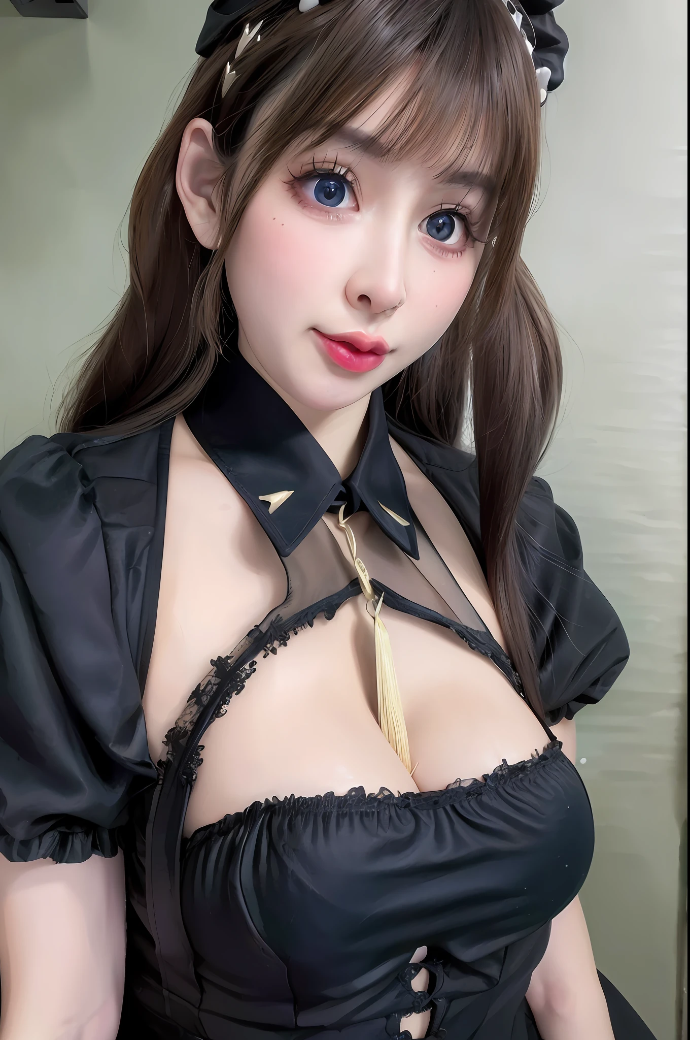 ultra realistic 8k, RAW photo, masterpiece:1.2, best quality, ultra high res, (photorealistic:1.6),(realistic, photo-realistic:1.6), 1girl,  thick eyelashes,long eyelashes, focus, maid headdress, maid,