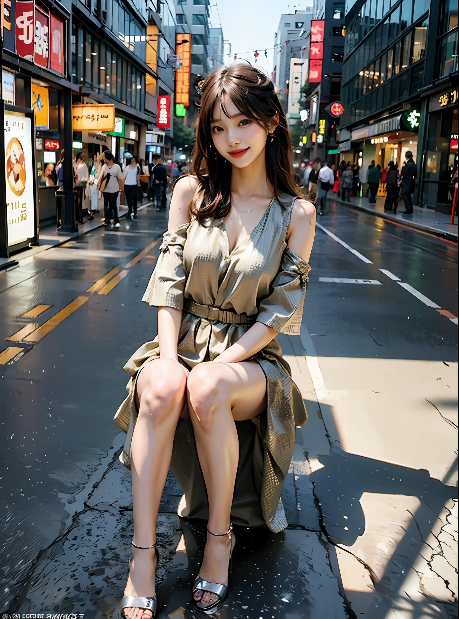 Full body shop, (Best Quality, Korean Girl, Smile, Sexy Body, Official Art), {Fashion Show}, {Lookbook}, (Desired Smile),