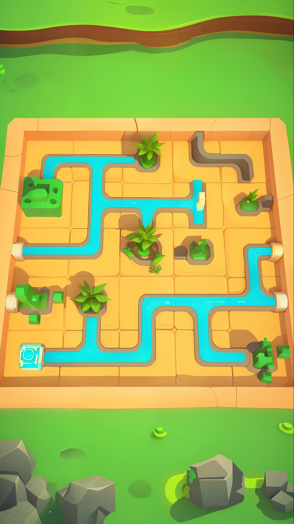 a cartoon image of a maze game with turtles and a river, pipe jungle, maze like, stylized 3 d, radiant slime trail, plumbing jungle, hedgemaze, stylized 3d render, serpentine twisty maze, stylized game art, maze-like, 3 d game art, 3d game art, mobile game asset, 3 d icon for mobile game