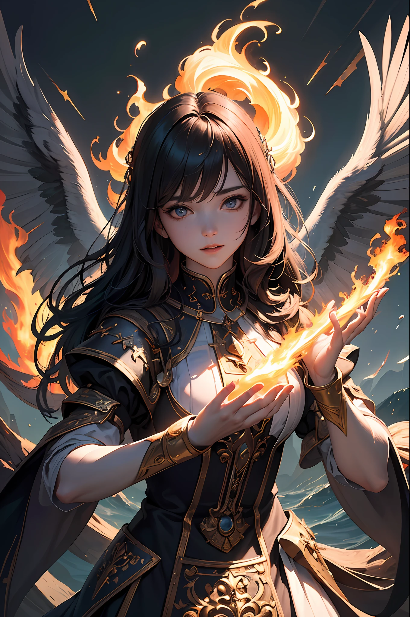 masterpiece, best quality, (extremely detailed unity 8k CG wallpaper), (best quality), (best illustration), (best shadow), absurdities, realistic lighting, (Abyss), ((upper body)), a medieval elementalist, controlling elements of nature, water, fire, earth, air, dynamic pose, beautiful detailed brightness.