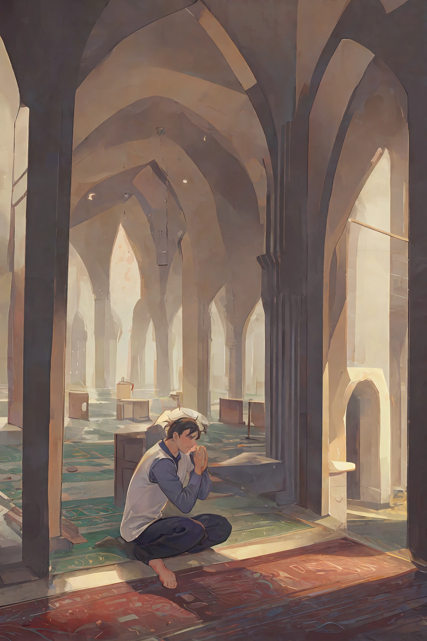 man praying in masjid