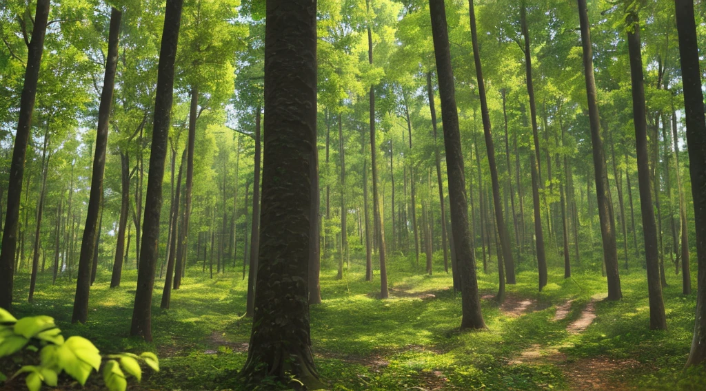 masterpiece, best quality, depth of field, green, forest, panorama photo, full of leaves, green leaves