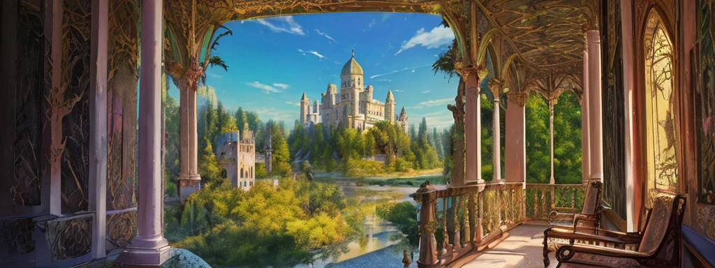 old painting style, abandoned overgrown castle mansion in a forest, oversaturated, princess tower, gazebo, balcony, colorful, highly detailed, high resolution, ray tracing reflections, dramatic lighting, 8k vibrant colors, detailed acrylic, intricate complexity, soft natural volumetric cinematic perfect light, oil painting,star \(sky\), a larger plants, landscape, empty, waterfall, claping,fire, ruin, smoking,warship,a large gunfire,bodies and skull, a lot of widelife,