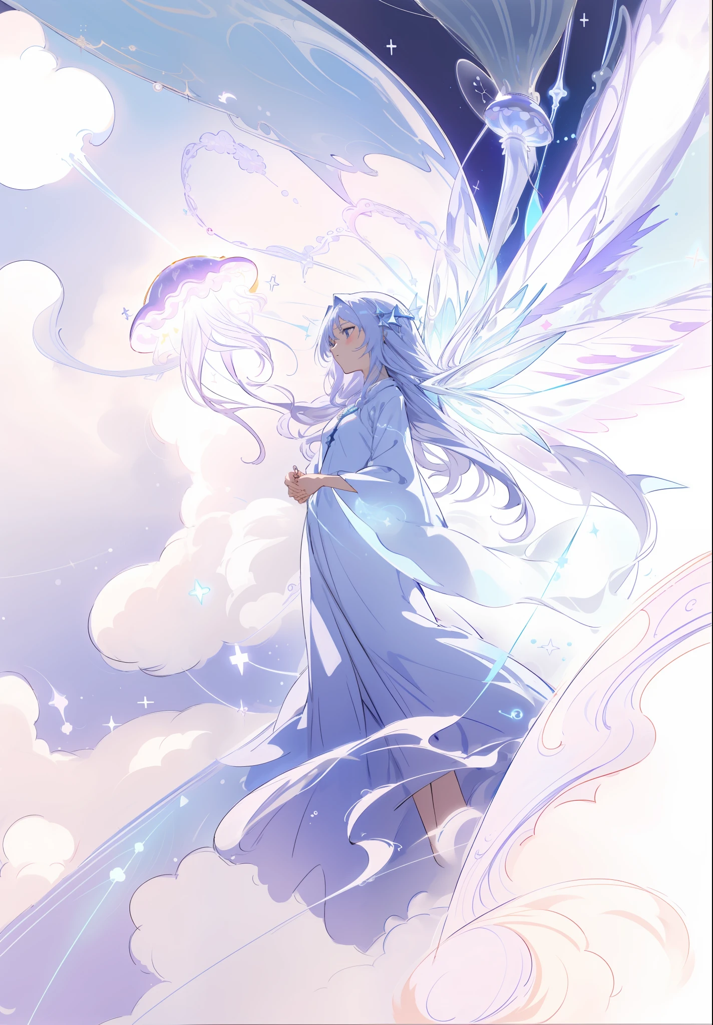 1
a drawing of a woman with a long dress and a cross, astral fairy, sketch of a lucid dream, jellyfish priestess, clean anime outlines, goddess of space and time, sky witch, exquisite line art, outline sketch, clean lineart, astral ethereal, goddess. extremely high detail, flowing hair and long robes, concept art sketch, line sketch