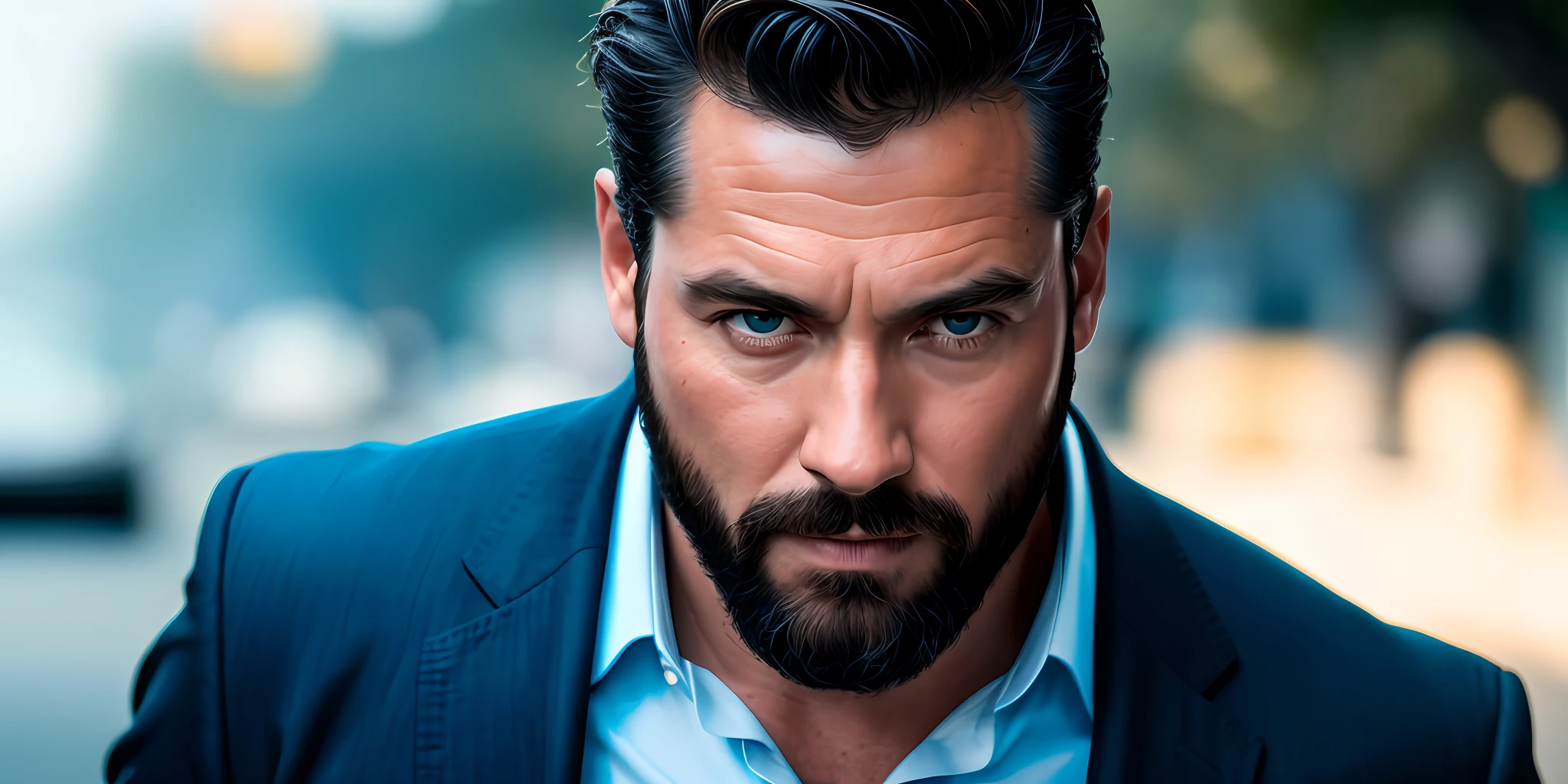 one handsome businessman, full body, navy blue suit, light blue shirt, fit, walking down the street, photorealistic, photo, masterpiece, realistic, realism, photorealism, high contrast, photorealistic digital art trending on Artstation 8k HD high definition detailed realistic, detailed, skin texture, hyper detailed, realistic skin texture, armature, best quality, ultra high res, (photorealistic:1.4),, high resolution, detailed, raw photo, sharp re, by lee jeffries nikon d850 film stock photograph 4 kodak portra 400 camera f1.6 lens rich colors hyper realistic lifelike texture dramatic lighting unrealengine trending on artstation cinestill 800,