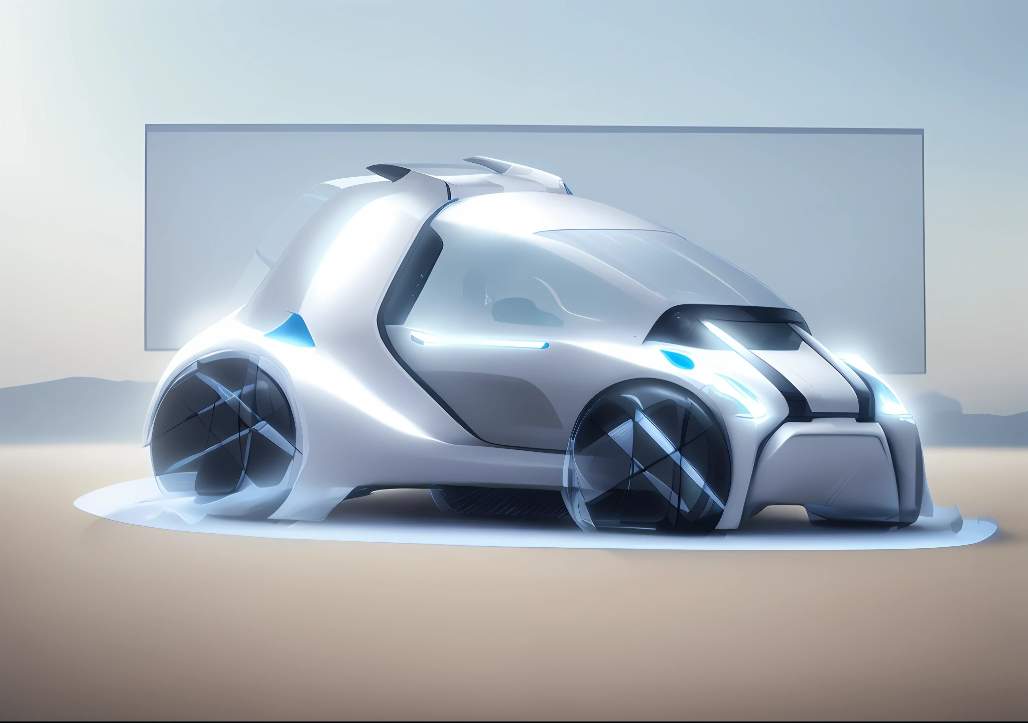 Concept express delivery vehicle, futuristic sense of technology, white background, sense of technology, driverless, high-definition rendering, tough shape